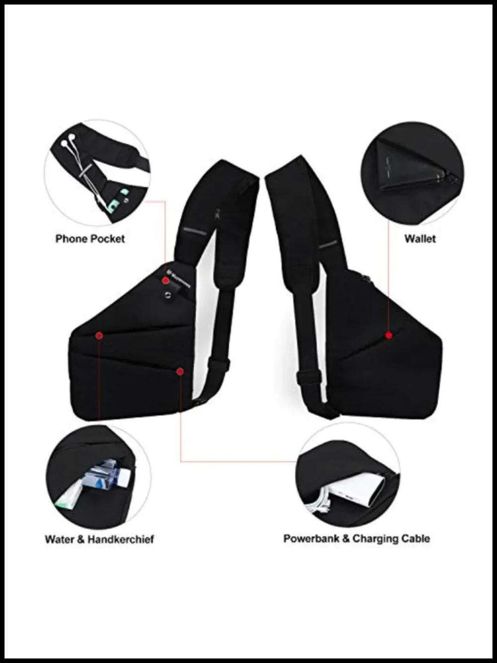 Anti-theft Sling Crossbody Bag Adjustable Strap Polyester Casual Daypack for